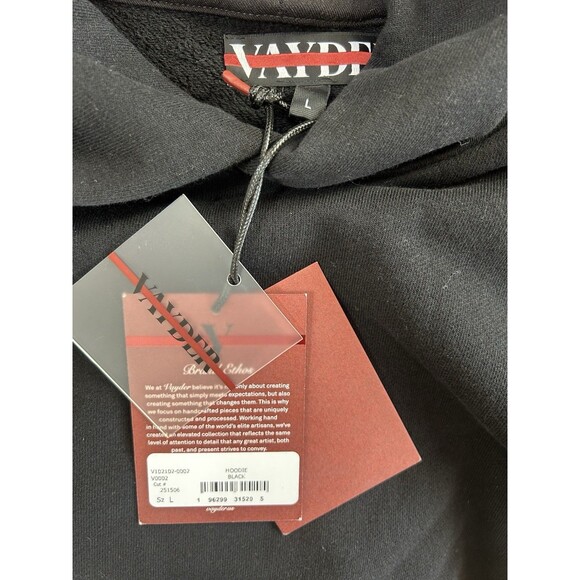 Vayder Men's Cotton Hoodie Kangaroo Pocket Oversized Black Heavy Weight Sz L NEW - Picture 9 of 11